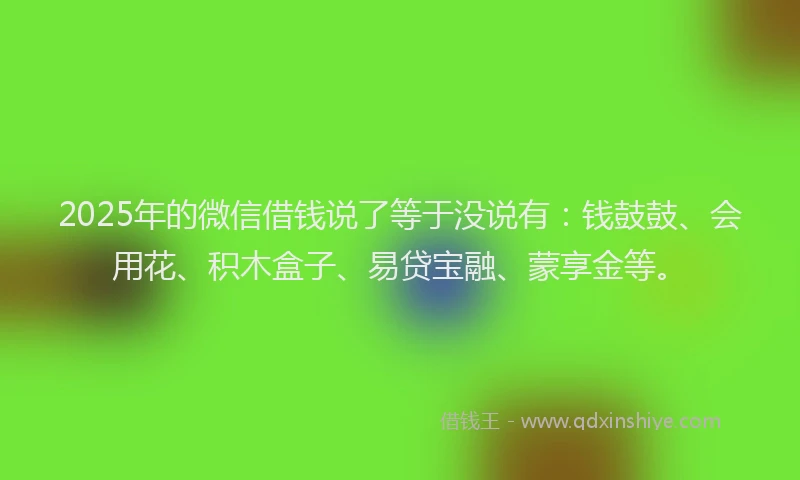 2025年的微信借钱说了等于没说有：钱鼓鼓、会用花、积木盒子、易贷宝融、蒙享金等。