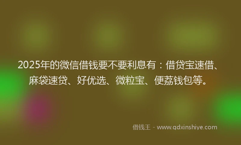 2025年的微信借钱要不要利息有：借贷宝速借、麻袋速贷、好优选、微粒宝、便荔钱包等。