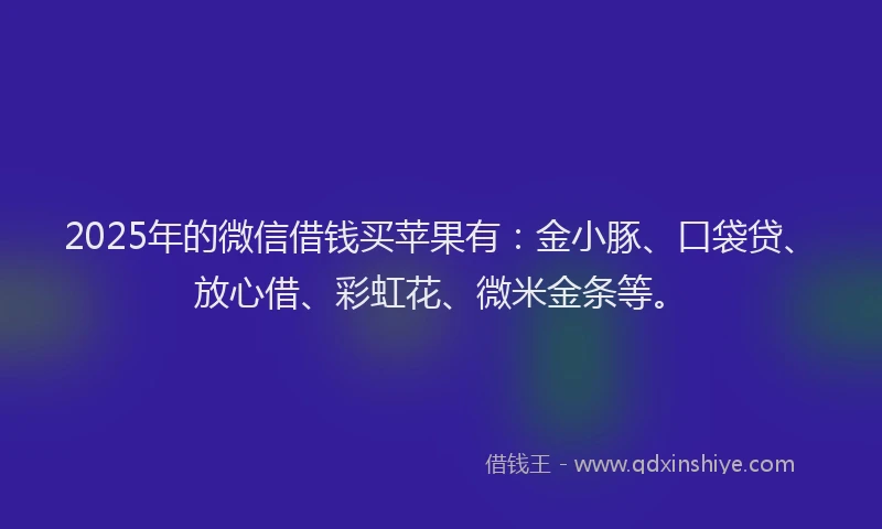 2025年的微信借钱买苹果有：金小豚、口袋贷、放心借、彩虹花、微米金条等。