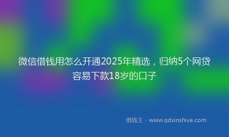微信借钱用怎么开通2025年精选，归纳5个网贷容易下款18岁的口子
