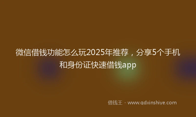 微信借钱功能怎么玩2025年推荐，分享5个手机和身份证快速借钱app