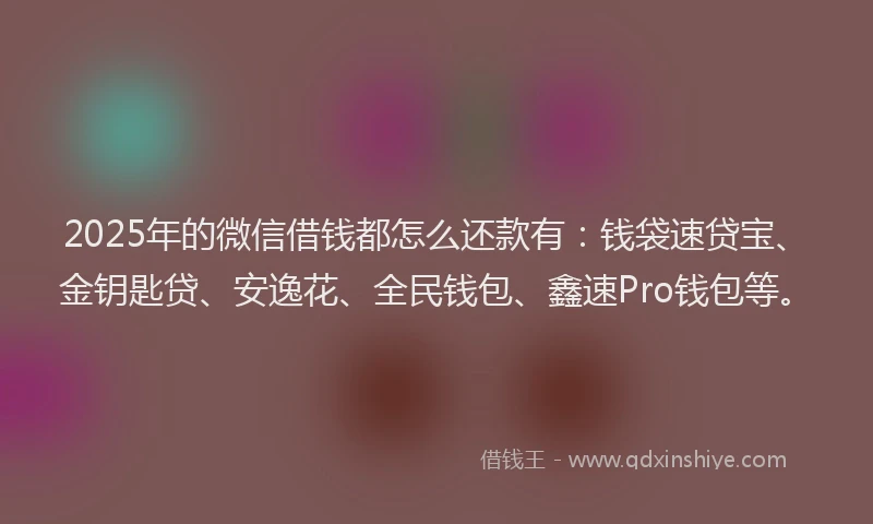 2025年的微信借钱都怎么还款有：钱袋速贷宝、金钥匙贷、安逸花、全民钱包、鑫速Pro钱包等。