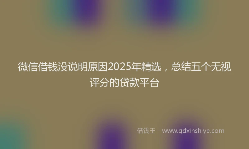 微信借钱没说明原因2025年精选，总结五个无视评分的贷款平台