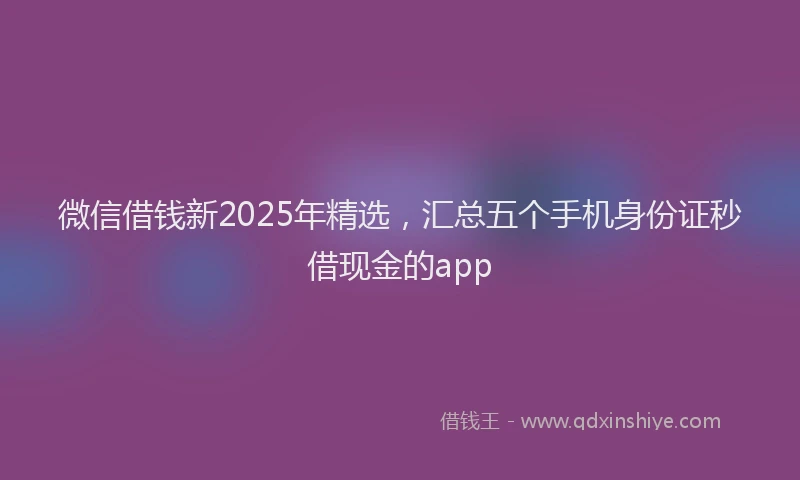 微信借钱新2025年精选，汇总五个手机身份证秒借现金的app