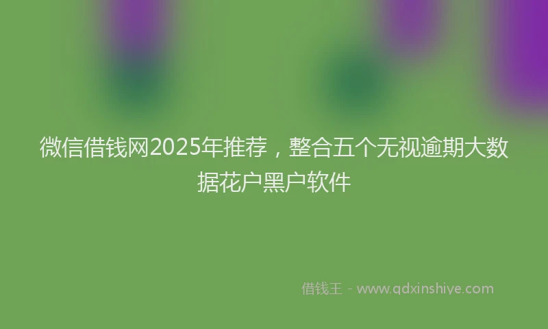 微信借钱网2025年推荐，整合五个无视逾期大数据花户黑户软件