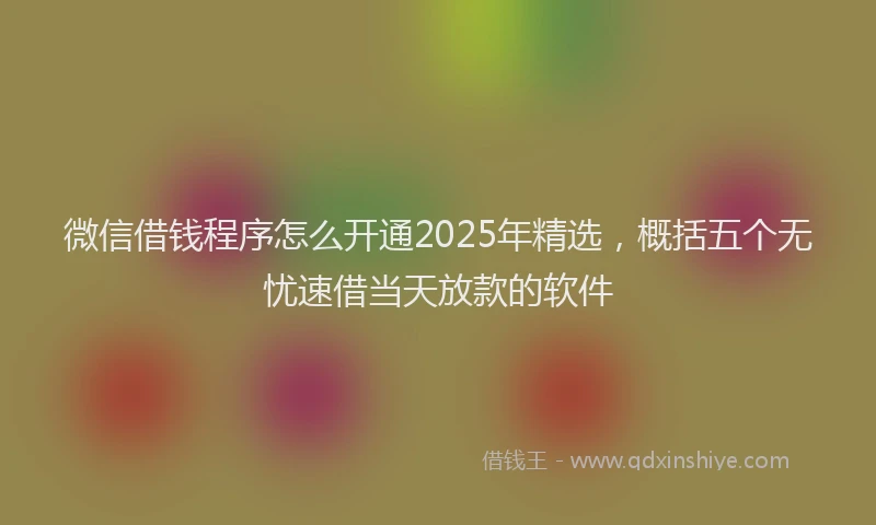 微信借钱程序怎么开通2025年精选，概括五个无忧速借当天放款的软件