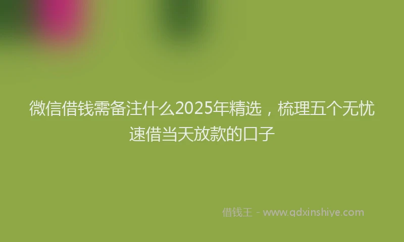 微信借钱需备注什么2025年精选，梳理五个无忧速借当天放款的口子