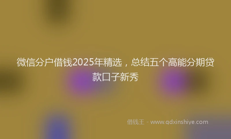 微信分户借钱2025年精选，总结五个高能分期贷款口子新秀