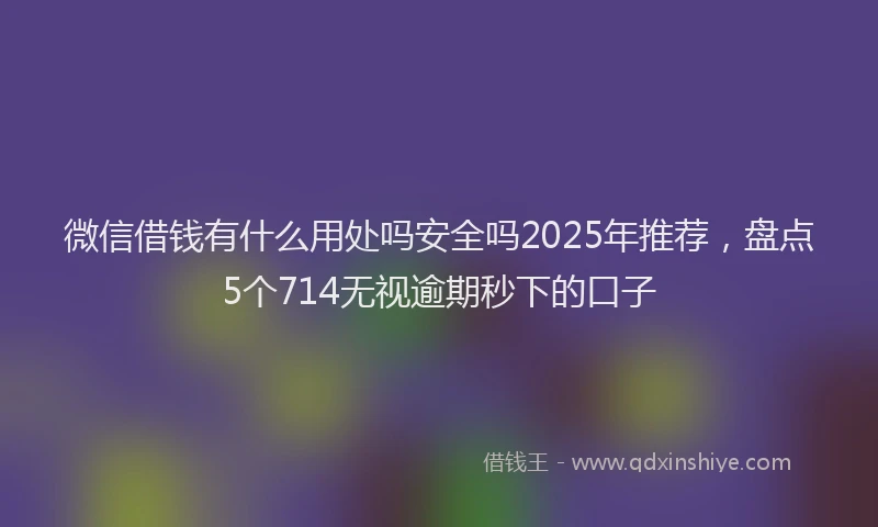 微信借钱有什么用处吗安全吗2025年推荐，盘点5个714无视逾期秒下的口子