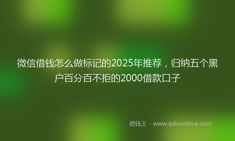 微信借钱怎么做标记的2025年推荐，归纳五个黑户百分百不拒的2000借款口子
