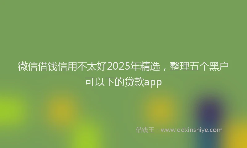 微信借钱信用不太好2025年精选，整理五个黑户可以下的贷款app