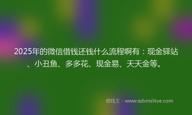 2025年的微信借钱还钱什么流程啊有：现金驿站、小丑鱼、多多花、现金易、天天金等。
