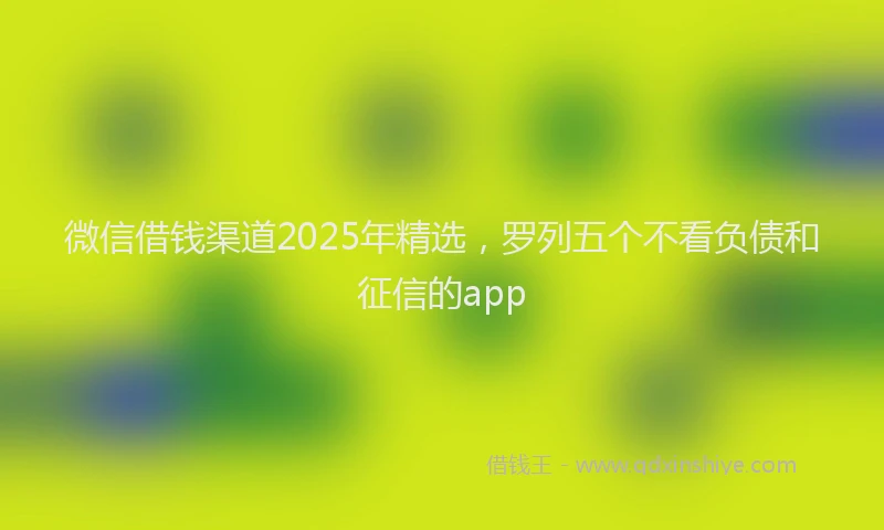 微信借钱渠道2025年精选，罗列五个不看负债和征信的app