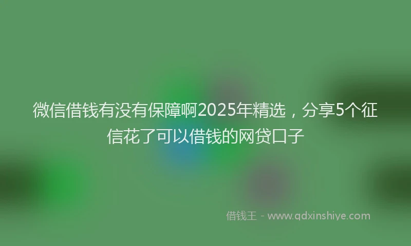 微信借钱有没有保障啊2025年精选，分享5个征信花了可以借钱的网贷口子