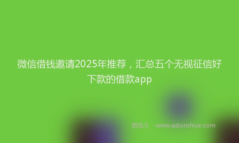 微信借钱邀请2025年推荐，汇总五个无视征信好下款的借款app