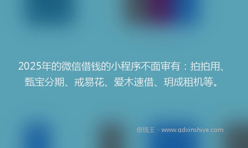 2025年的微信借钱的小程序不面审有：拍拍用、甄宝分期、戒易花、爱木速借、玥成租机等。