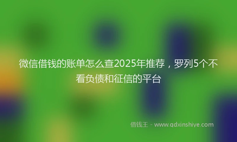 微信借钱的账单怎么查2025年推荐，罗列5个不看负债和征信的平台