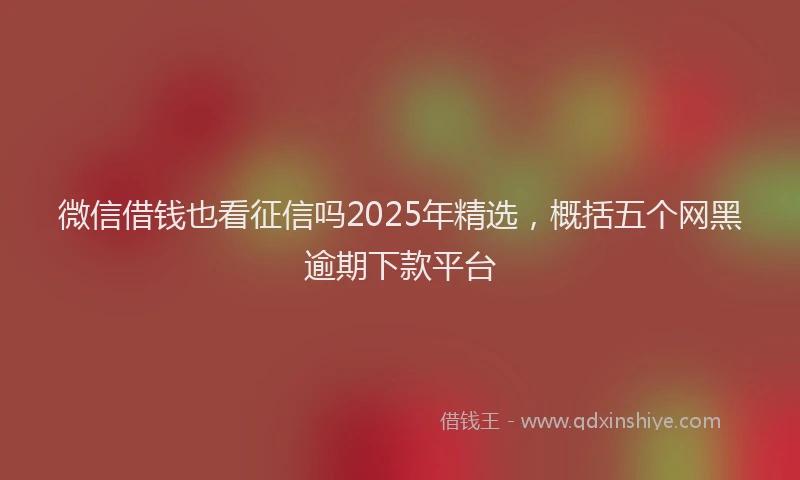 微信借钱也看征信吗2025年精选，概括五个网黑逾期下款平台