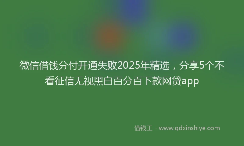 微信借钱分付开通失败2025年精选，分享5个不看征信无视黑白百分百下款网贷app