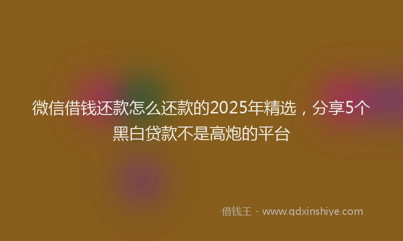微信借钱还款怎么还款的2025年精选，分享5个黑白贷款不是高炮的平台