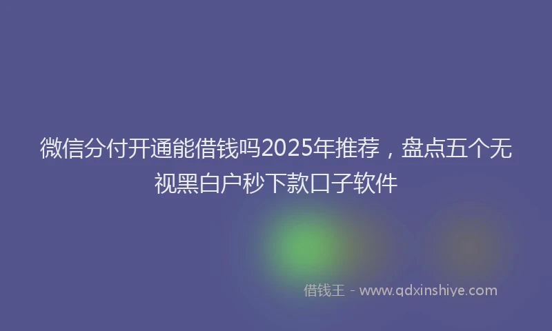 微信分付开通能借钱吗2025年推荐，盘点五个无视黑白户秒下款口子软件
