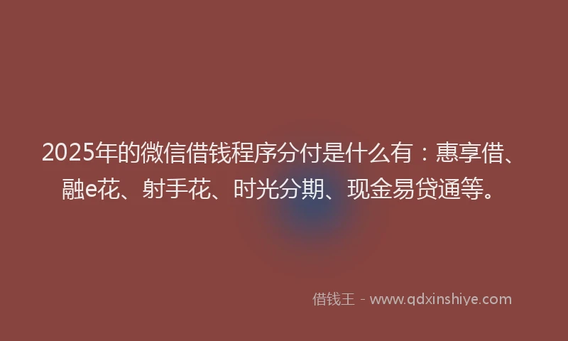 2025年的微信借钱程序分付是什么有：惠享借、融e花、射手花、时光分期、现金易贷通等。