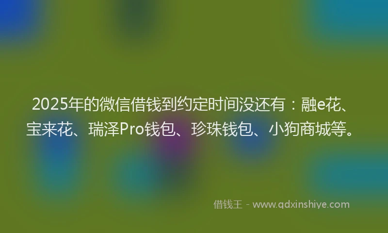 2025年的微信借钱到约定时间没还有：融e花、宝来花、瑞泽Pro钱包、珍珠钱包、小狗商城等。