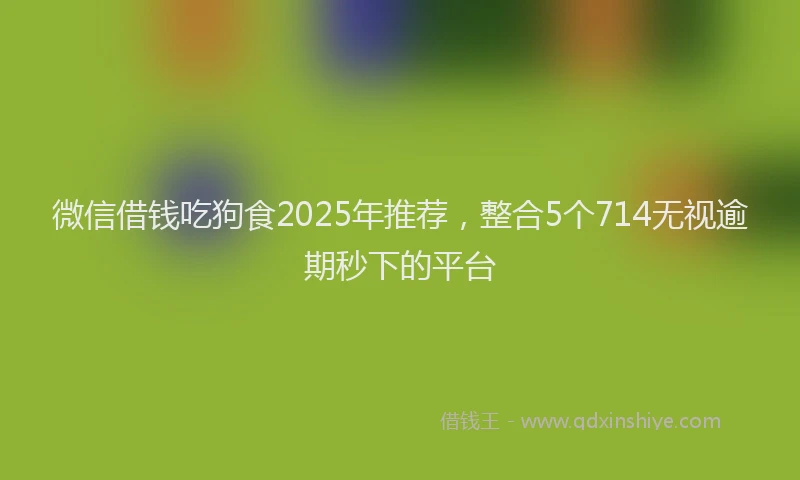微信借钱吃狗食2025年推荐，整合5个714无视逾期秒下的平台