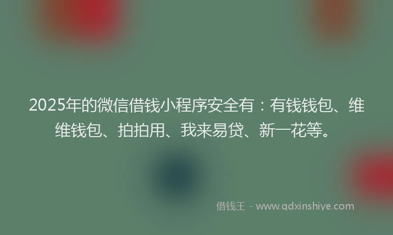 2025年的微信借钱小程序安全有：有钱钱包、维维钱包、拍拍用、我来易贷、新一花等。
