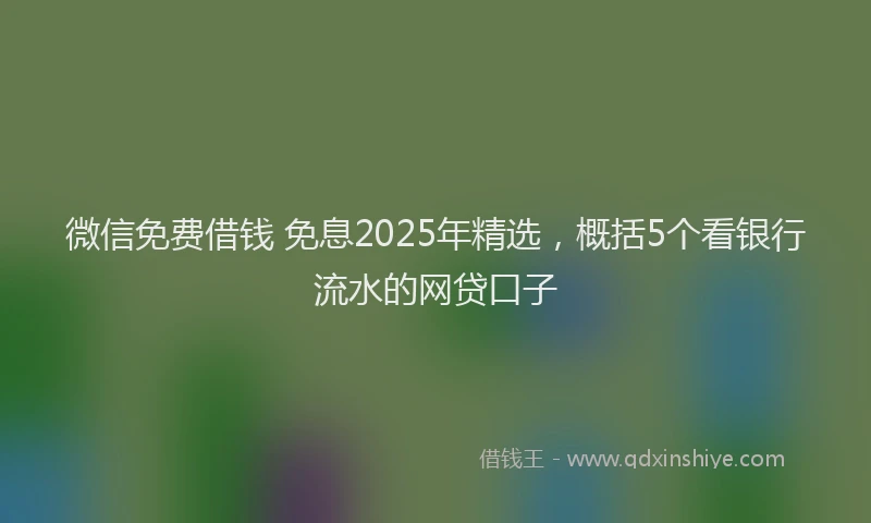 微信免费借钱 免息2025年精选，概括5个看银行流水的网贷口子