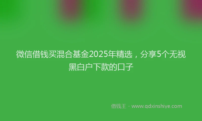 微信借钱买混合基金2025年精选，分享5个无视黑白户下款的口子