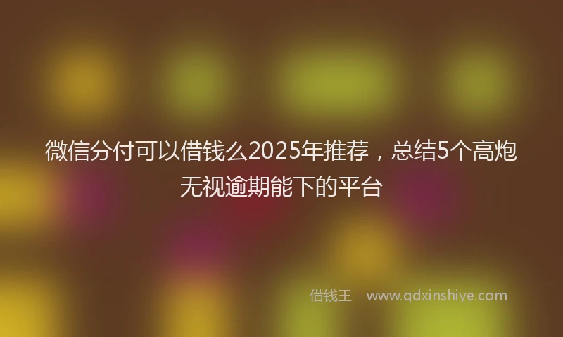 微信分付可以借钱么2025年推荐，总结5个高炮无视逾期能下的平台