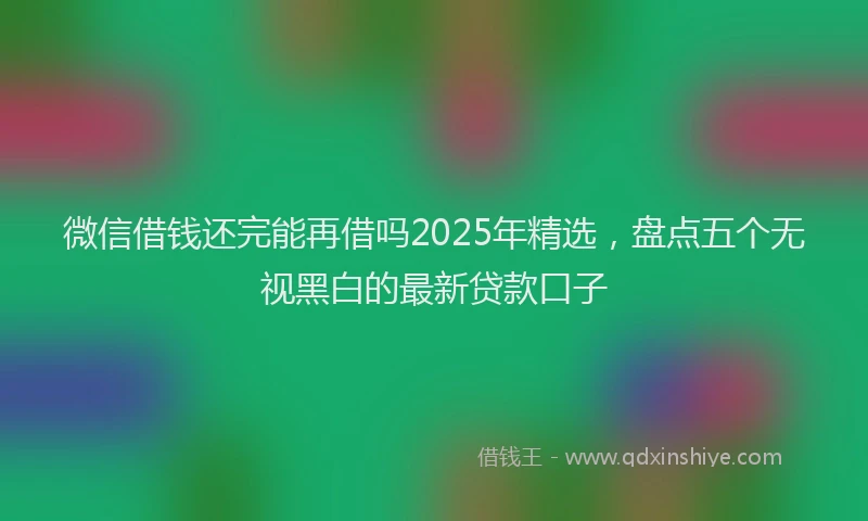 微信借钱还完能再借吗2025年精选，盘点五个无视黑白的最新贷款口子