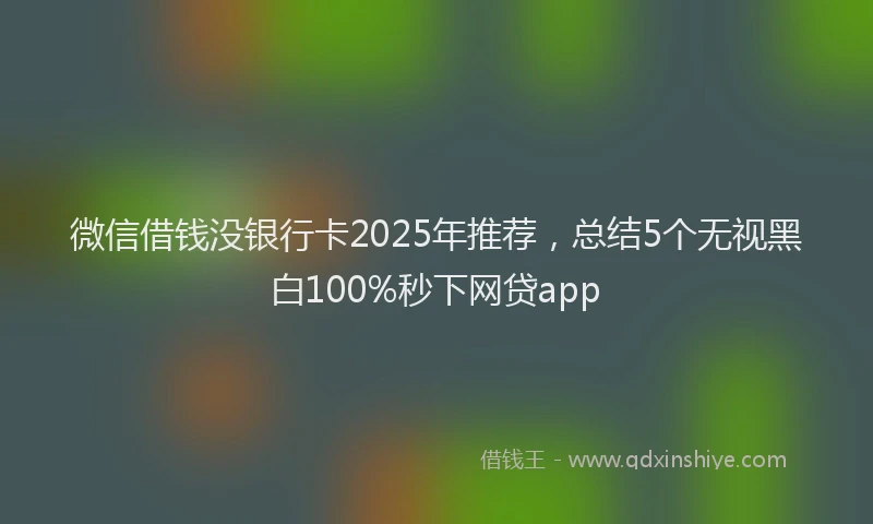 微信借钱没银行卡2025年推荐，总结5个无视黑白100%秒下网贷app