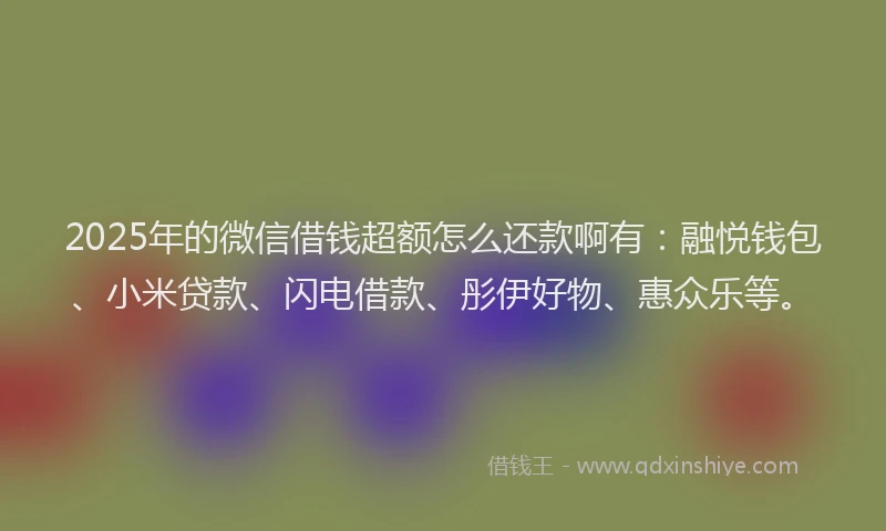 2025年的微信借钱超额怎么还款啊有：融悦钱包、小米贷款、闪电借款、彤伊好物、惠众乐等。