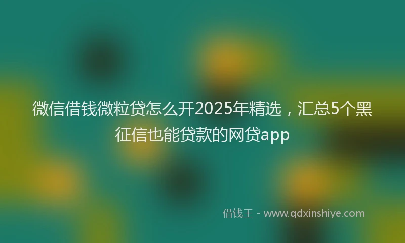 微信借钱微粒贷怎么开2025年精选，汇总5个黑征信也能贷款的网贷app