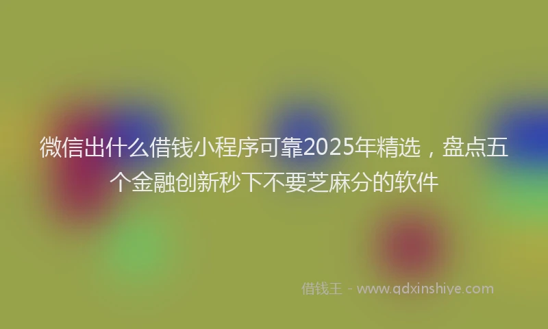 微信出什么借钱小程序可靠2025年精选，盘点五个金融创新秒下不要芝麻分的软件