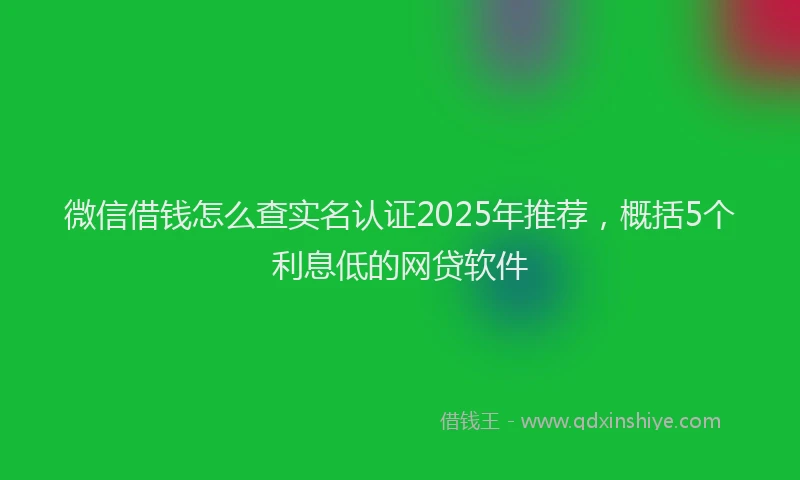 微信借钱怎么查实名认证2025年推荐，概括5个利息低的网贷软件