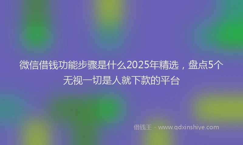 微信借钱功能步骤是什么2025年精选，盘点5个无视一切是人就下款的平台