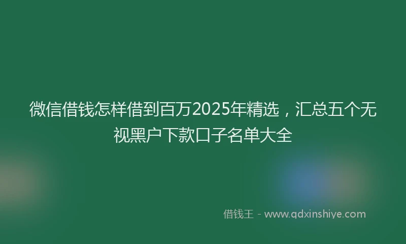微信借钱怎样借到百万2025年精选，汇总五个无视黑户下款口子名单大全