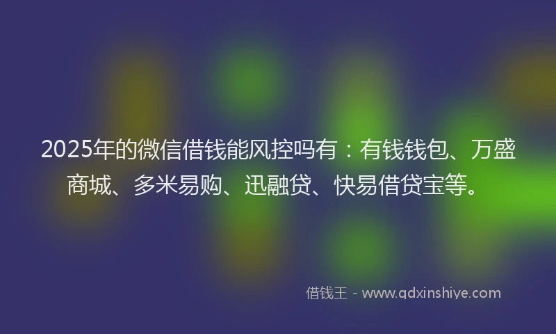 2025年的微信借钱能风控吗有：有钱钱包、万盛商城、多米易购、迅融贷、快易借贷宝等。