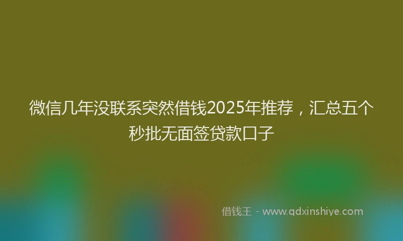 微信几年没联系突然借钱2025年推荐，汇总五个秒批无面签贷款口子