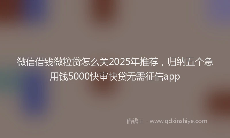 微信借钱微粒贷怎么关2025年推荐，归纳五个急用钱5000快审快贷无需征信app