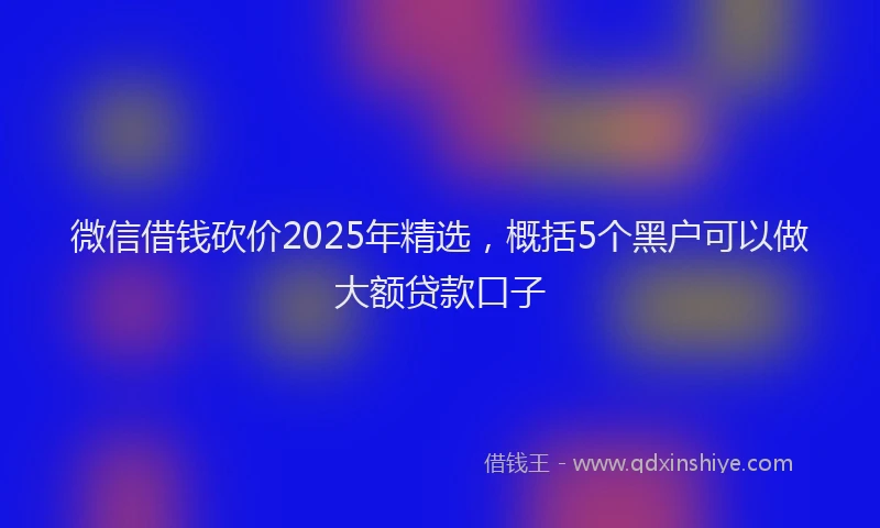 微信借钱砍价2025年精选，概括5个黑户可以做大额贷款口子