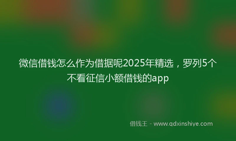微信借钱怎么作为借据呢2025年精选，罗列5个不看征信小额借钱的app