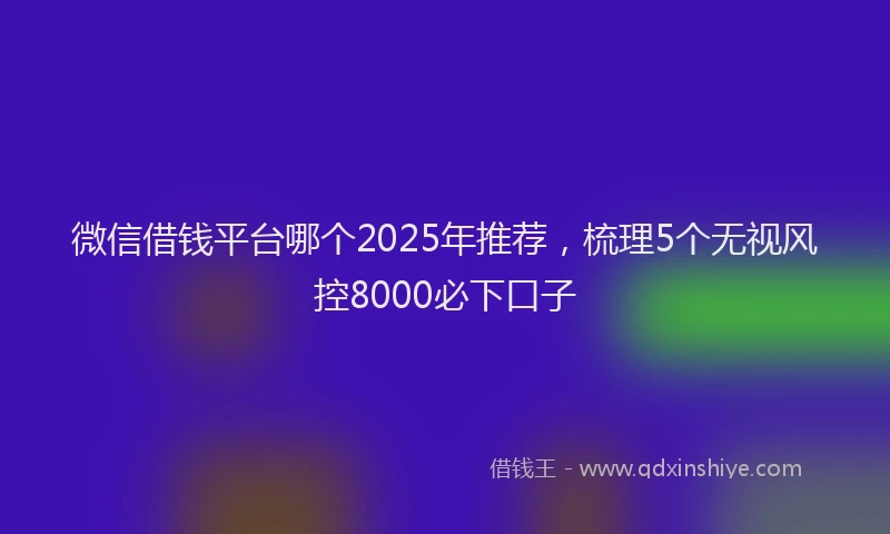 微信借钱平台哪个2025年推荐，梳理5个无视风控8000必下口子