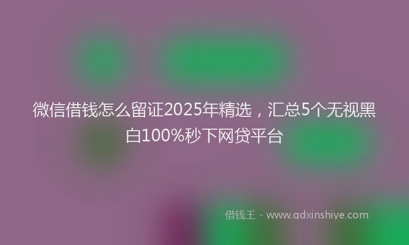 微信借钱怎么留证2025年精选，汇总5个无视黑白100%秒下网贷平台
