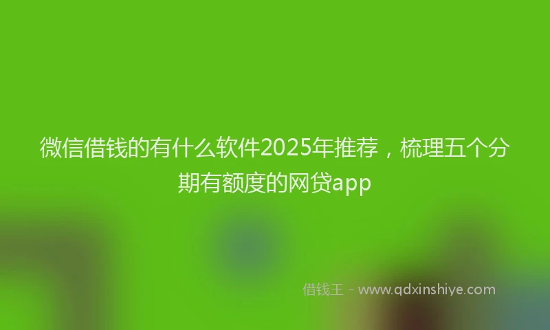 微信借钱的有什么软件2025年推荐，梳理五个分期有额度的网贷app