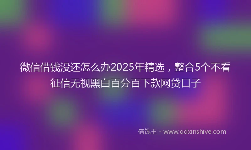 微信借钱没还怎么办2025年精选，整合5个不看征信无视黑白百分百下款网贷口子