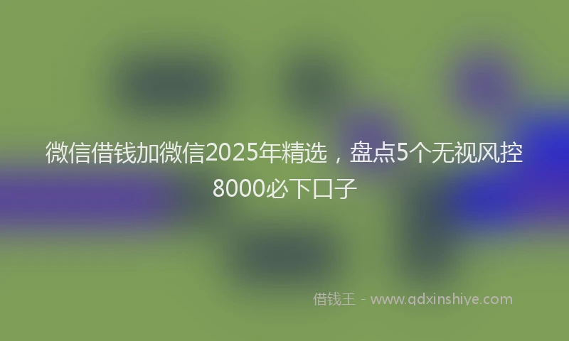 微信借钱加微信2025年精选，盘点5个无视风控8000必下口子